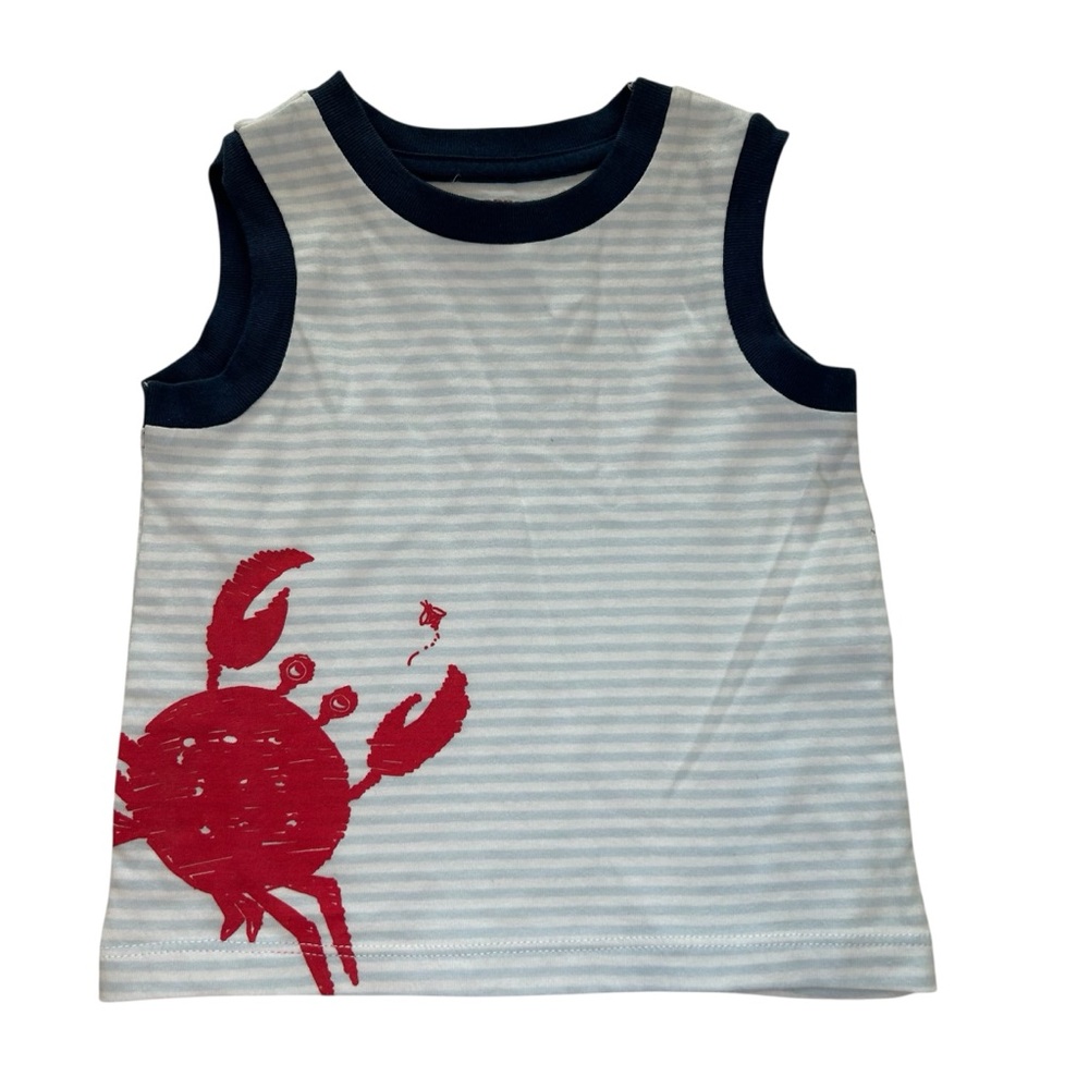 Burt's Bees Baby Striped Crab Tank Red White and Blue Small Flaw Size 6-9 Months